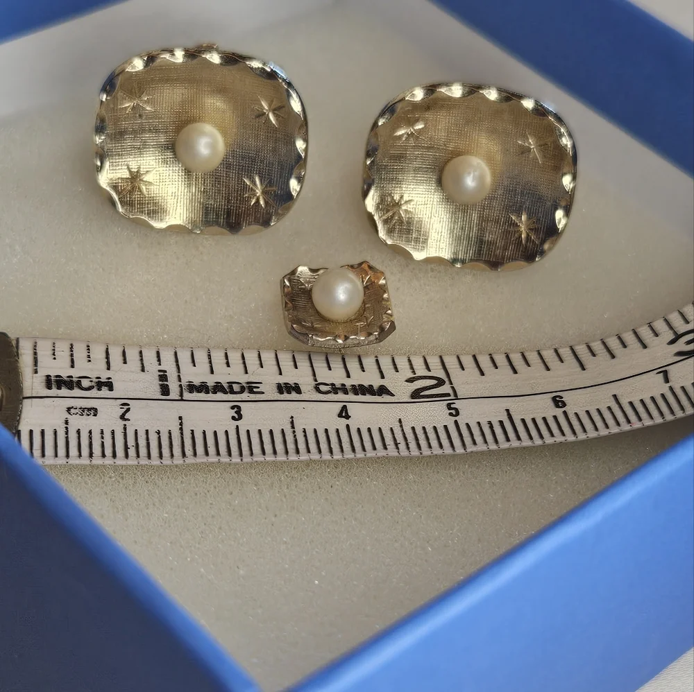 Gold and Pearl Cuff Links